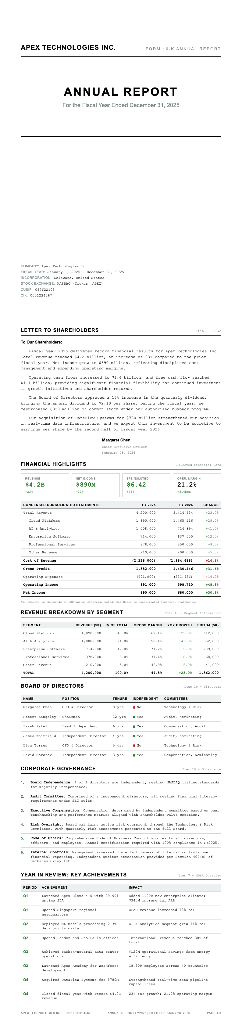 Financial statement annual report